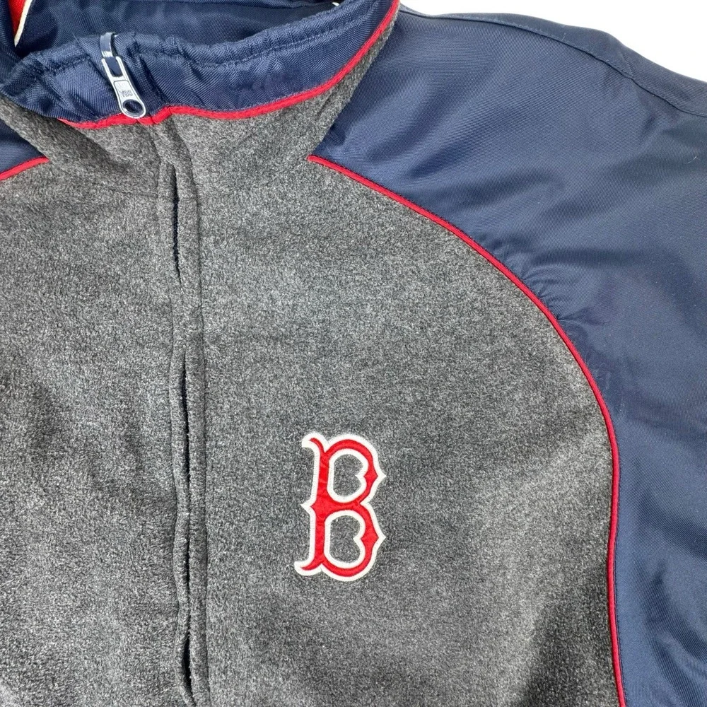 Boston Red Sox‎ Reversible Dugout Jacket M MLB Nylon Fleece Full Zip Navy Red